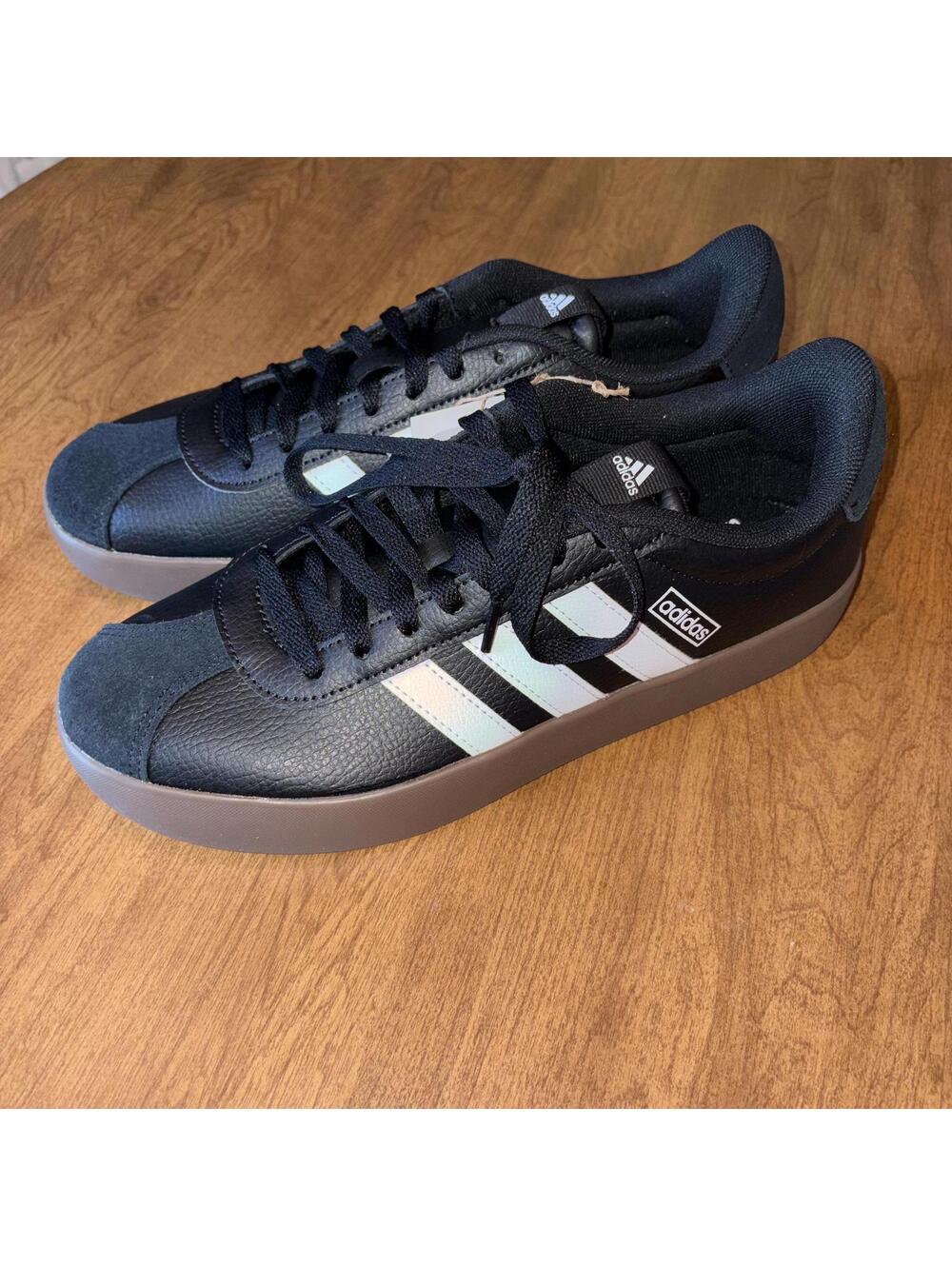 Adidas VL Court 3.0 Black White Gum Sole Shoe Mens 8.5 NWT Skateboard Old School